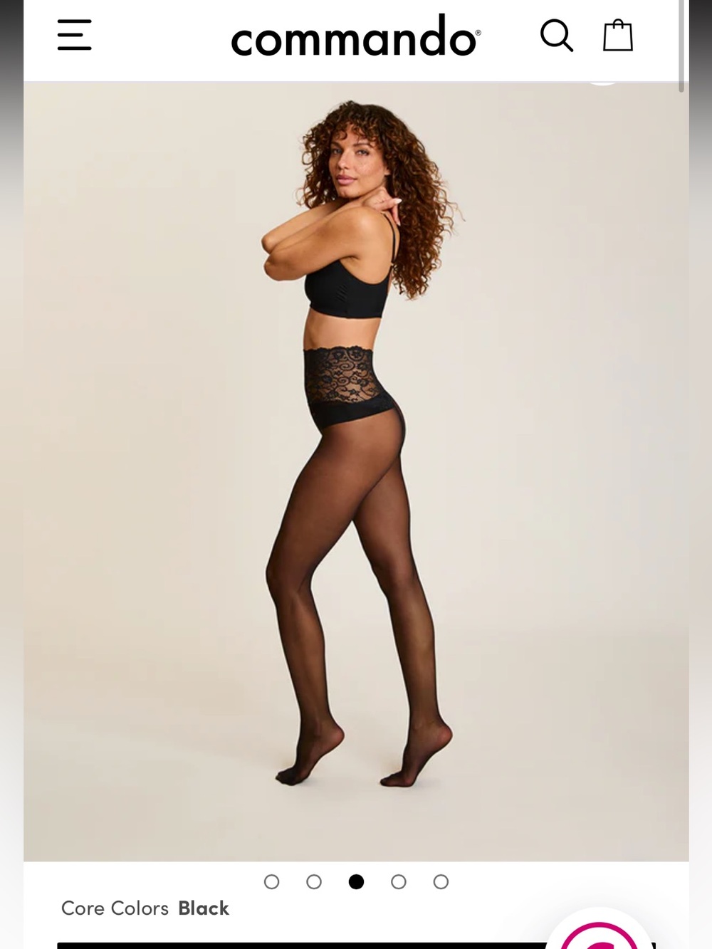 Commando The Sexy Sheer Black Tights Hosiery Size M Retail $44